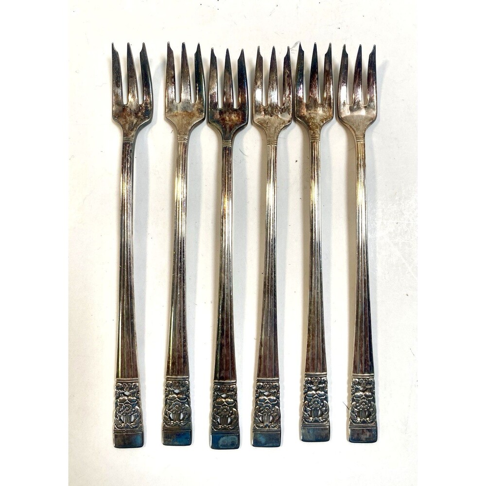 Lot 6 Cocktail Seafood Forks Oneida CORONATION Community Silver Plate Flatware